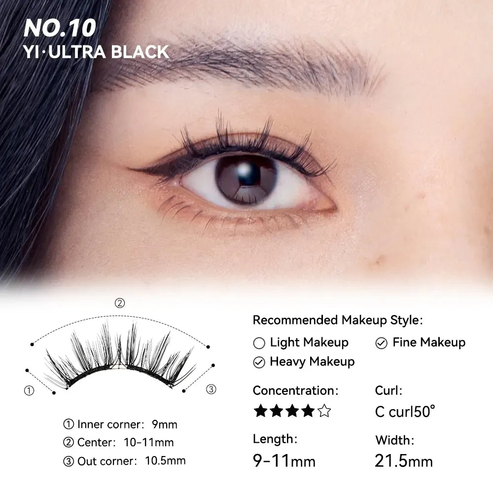 No. 10 Ultra Black - Soft Magnetic Eyelash with Applicator Kit Reusable Glue-free
