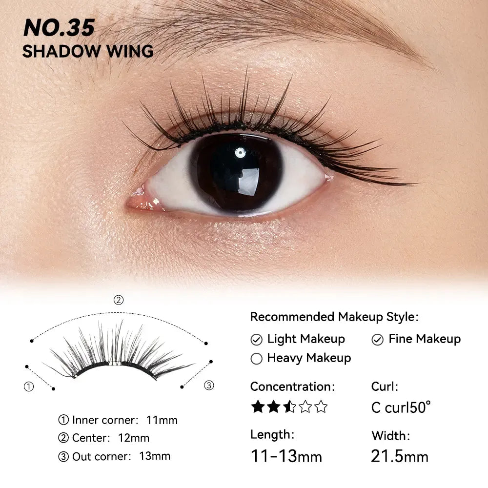 No. 35 Shadow Wing - Soft Magnetic Eyelash with Applicator Kit Reusable Glue-free