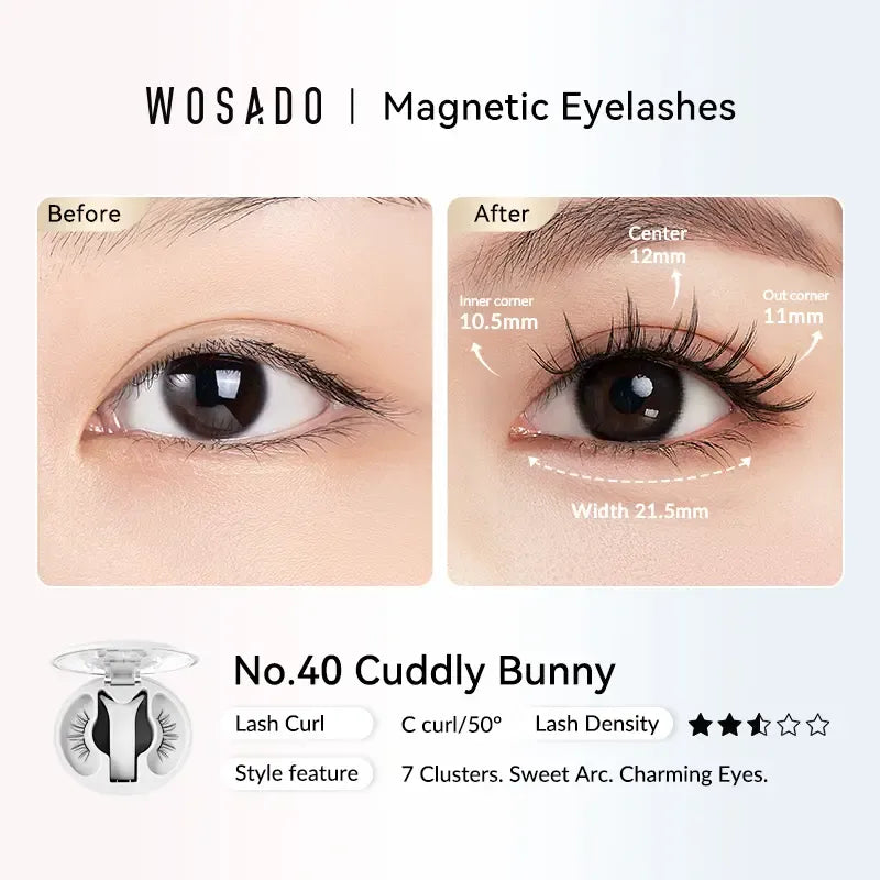No. 40 Cuddly Bunny - Soft Magnetic Eyelash with Applicator Kit Reusable Glue-free