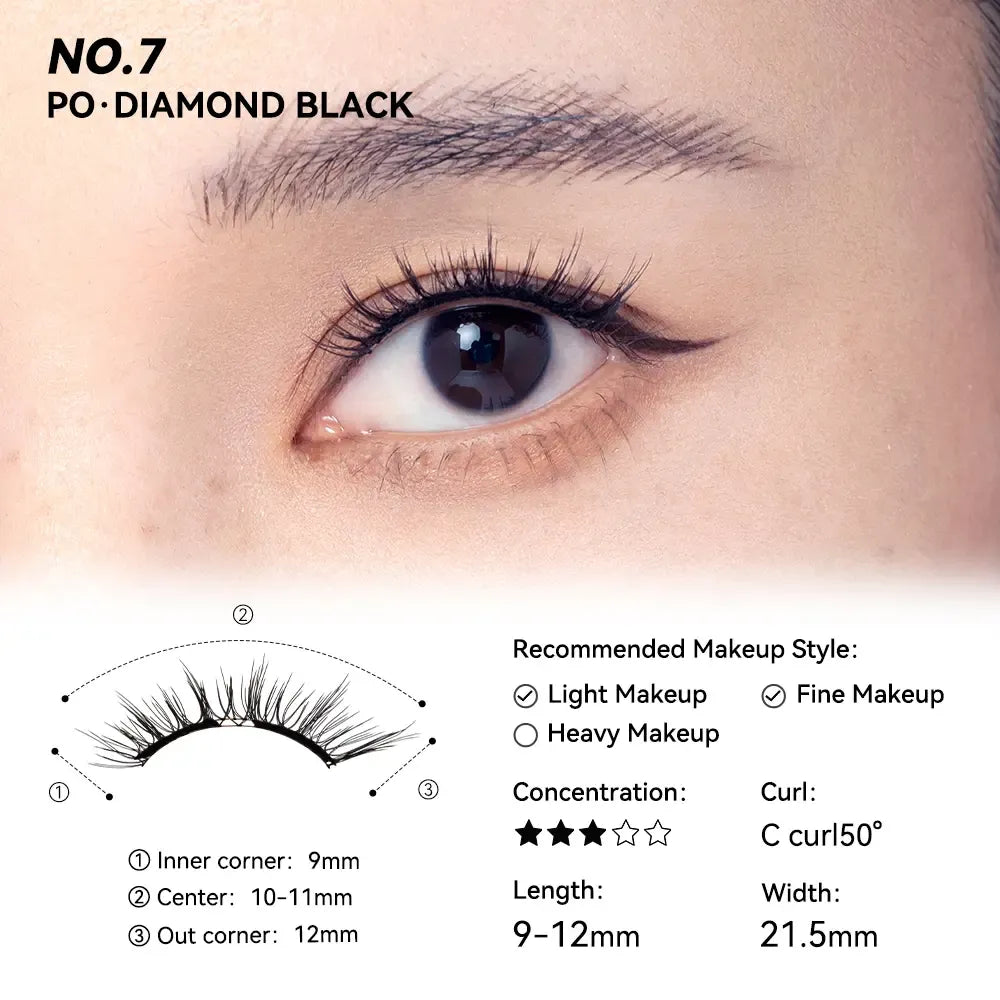 No. 7 Diamond Black - Soft Magnetic Eyelash with Applicator Kit Reusable Glue-free