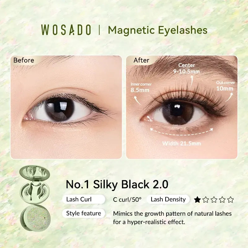 Silky Black 2.0 (Monet’s Flower Garden) - Soft Magnetic Eyelash with Applicator Kit Reusable Glue-free